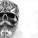 Anel em Aço Inoxidável Caveira de Barba